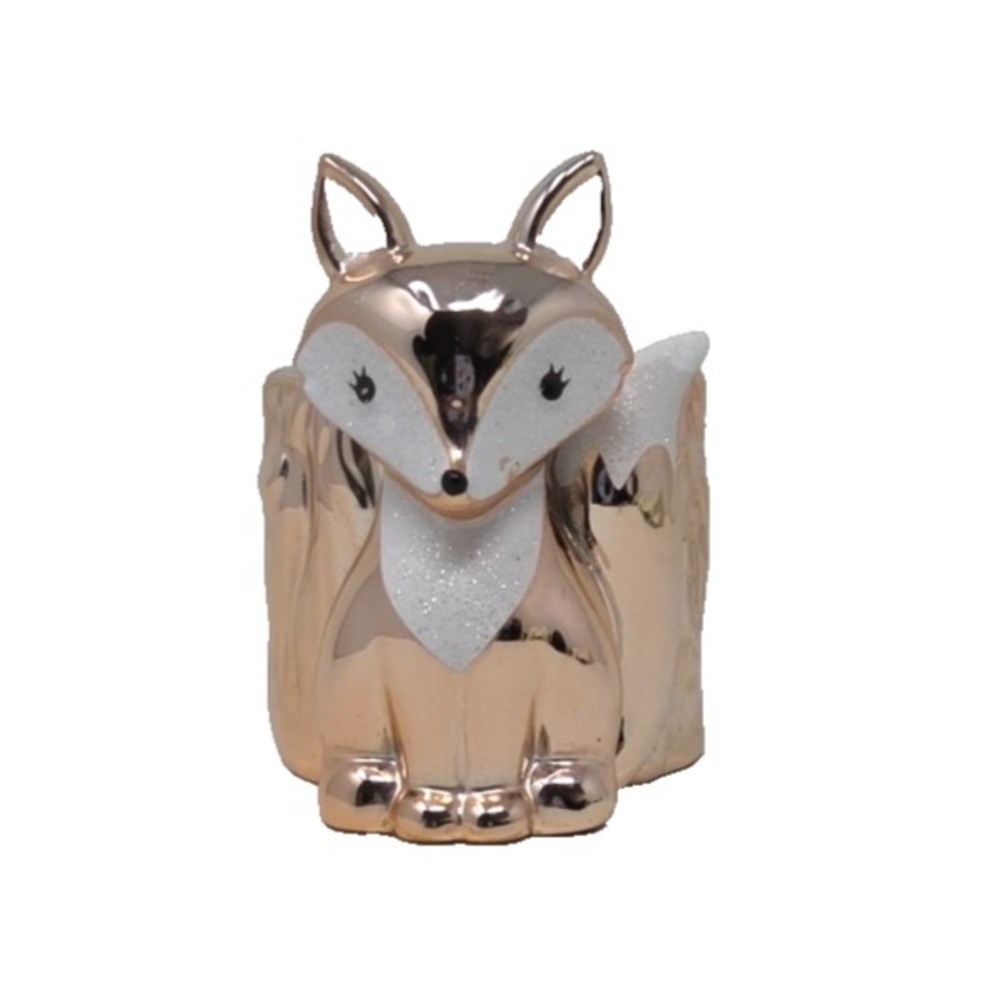 Bath And Body Works Rose Gold Flocked Fox Foaming Soap Bottle Holder Winter